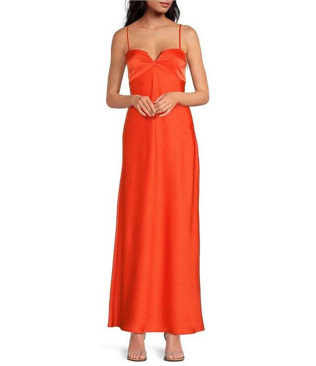 dillards red long dress tea length dress: Dresses For Women