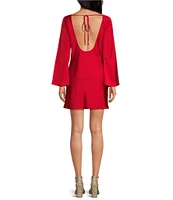 Gianni Bini Dionne Satin Boat Neck Long Sleeve Mini Dress