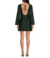 Gianni Bini Dionne Satin Boat Neck Long Sleeve Mini Dress