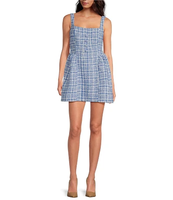 Gianni Bini Eliza Tweed Button Detail A-Line Dress