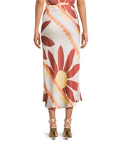 Gianni Bini Ella Pull On Printed Satin Coordinating Midi Skirt