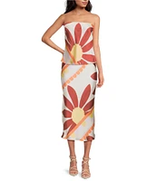 Gianni Bini Ella Pull On Printed Satin Coordinating Midi Skirt