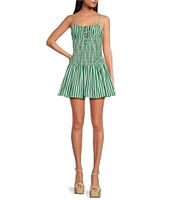 Gianni Bini Ellie Stripe Smocked Drop Waist Bubble Hem Dress
