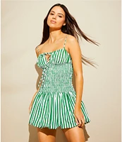 Gianni Bini Ellie Stripe Smocked Drop Waist Bubble Hem Dress