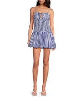 Gianni Bini Ellie Stripe Smocked Drop Waist Bubble Hem Dress
