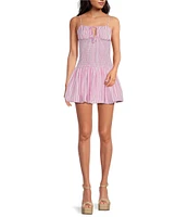 Gianni Bini Ellie Stripe Smocked Drop Waist Bubble Hem Dress