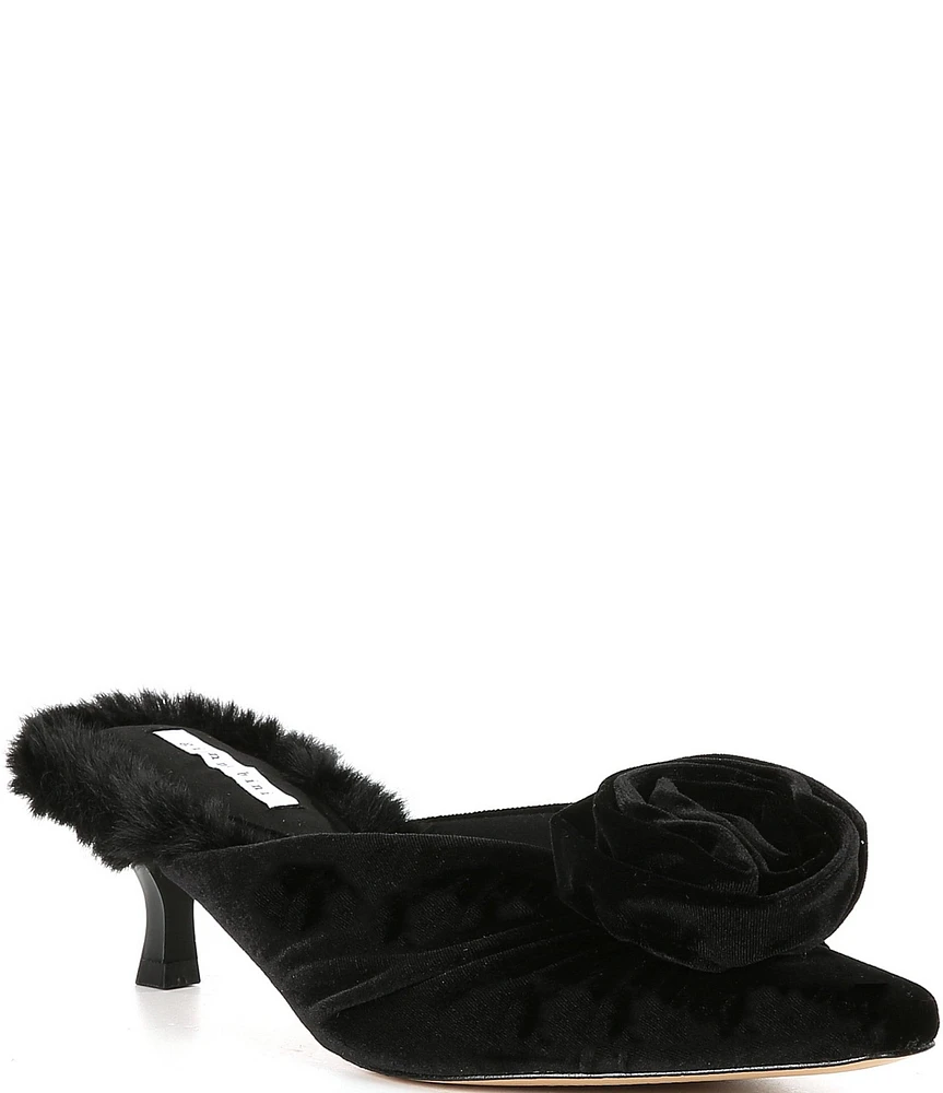 Gianni Bini Emery Velvet Kitten Heel Dress Mules