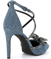 Gianni Bini EzlynnThree Denim Rhinestone Bow Point Toe Pumps