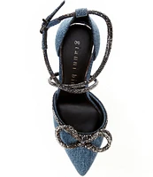 Gianni Bini EzlynnThree Denim Rhinestone Bow Point Toe Pumps