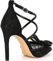 Gianni Bini EzlynnThree Lace Rhinestone Bow Point Toe Dress Pumps