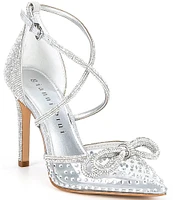 Gianni Bini EzlynnTwo Clear Rhinestone Embellished Bow Pointed Toe Pumps