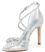 Gianni Bini EzlynnTwo Clear Rhinestone Embellished Bow Pointed Toe Pumps