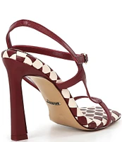 Gianni Bini Fionah Leather Checkered Strappy Heeled Sandals