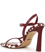 Gianni Bini Fionah Leather Checkered Strappy Heeled Sandals