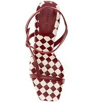 Gianni Bini Fionah Leather Checkered Strappy Heeled Sandals