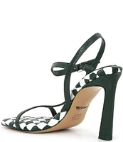 Gianni Bini Fionah Leather Checkered Strappy Heeled Sandals