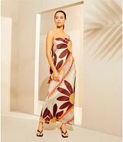 Gianni Bini Francesca Strapless Print Satin Dress