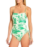 Gianni Bini French Countryside Ruched Side One Piece Swimsuit