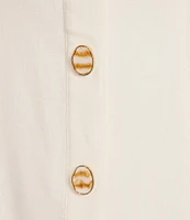 Gianni Bini Georgie Square Neck Sleeveless Button Front Linen Shift Dress