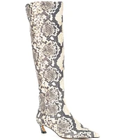 Gianni Bini Gianna Snake Print Kitten Heel Over The Knee Tall Boots