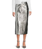 Gianni Bini Gianni Metallic Coated High Rise Midi Skirt