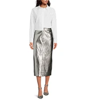 Gianni Bini Gianni Metallic Coated High Rise Midi Skirt