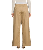 Gianni Bini Grace Drapey Linen Fold Over Contrast High Rise Pleated Coordinating Trousers