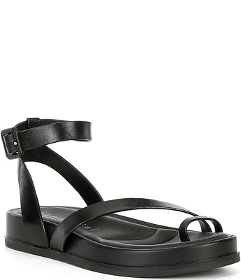 Gianni Bini Grayson Leather Footbed Platform Toe Loop Strappy Sandals