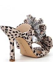 Gianni Bini Hardaway Cheetah Print Matte Satin Ruffle Dress Sandals