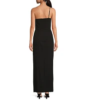 Gianni Bini Harlow Asymmetrical One Shoulder Crepe Sheath Dress