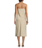 Gianni Bini Harper Satin V-Neck Sleeveless Slip Midi Dress