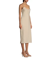 Gianni Bini Harper Satin V-Neck Sleeveless Slip Midi Dress