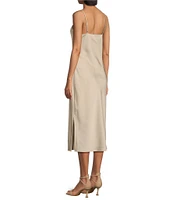 Gianni Bini Harper Satin V-Neck Sleeveless Slip Midi Dress