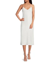 Gianni Bini Harper Satin V-Neck Sleeveless Slip Midi Dress