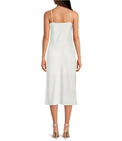 Gianni Bini Harper Satin V-Neck Sleeveless Slip Midi Dress