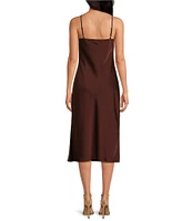 Gianni Bini Harper Satin V-Neck Sleeveless Slip Midi Dress