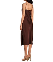 Gianni Bini Harper Satin V-Neck Sleeveless Slip Midi Dress