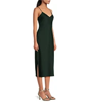 Gianni Bini Harper Satin V-Neck Sleeveless Slip Midi Dress