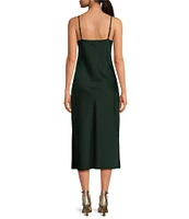 Gianni Bini Harper Satin V-Neck Sleeveless Slip Midi Dress