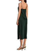 Gianni Bini Harper Satin V-Neck Sleeveless Slip Midi Dress