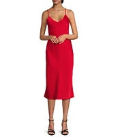 Gianni Bini Harper Satin V-Neck Sleeveless Slip Midi Dress