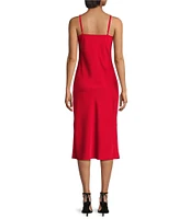 Gianni Bini Harper Satin V-Neck Sleeveless Slip Midi Dress