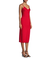 Gianni Bini Harper Satin V-Neck Sleeveless Slip Midi Dress