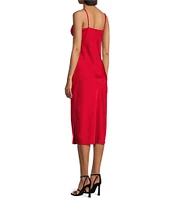 Gianni Bini Harper Satin V-Neck Sleeveless Slip Midi Dress