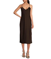 Gianni Bini Harper Satin V-Neck Sleeveless Slip Midi Dress