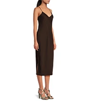 Gianni Bini Harper Satin V-Neck Sleeveless Slip Midi Dress