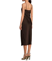 Gianni Bini Harper Satin V-Neck Sleeveless Slip Midi Dress