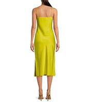 Gianni Bini Harper Satin V-Neck Sleeveless Slip Midi Dress