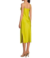 Gianni Bini Harper Satin V-Neck Sleeveless Slip Midi Dress