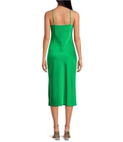 Gianni Bini Harper Satin V-Neck Sleeveless Slip Midi Dress